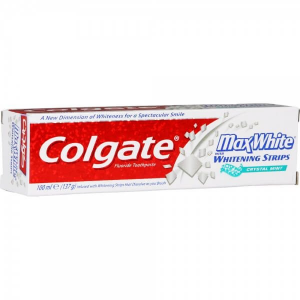 COLGATE MAX WHITE FLUORIDE TOOTHPASTE WITH WHITENING STRIPS CRYSTAL MINT 100 ML